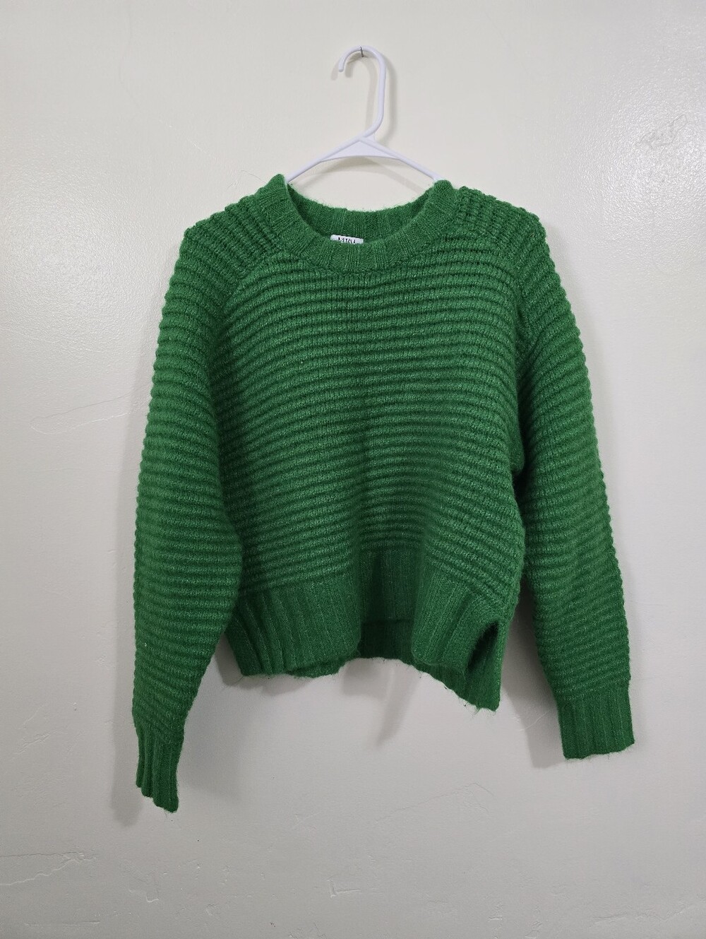 Pistola Womens Crew Neck Ribbed Knit Sweater (Size S) Green Oversized